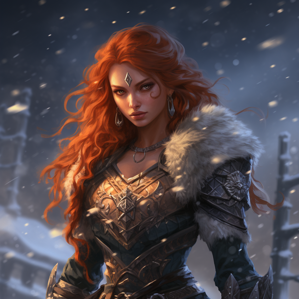 Aasimar Snow Skin Red Hair DND Art