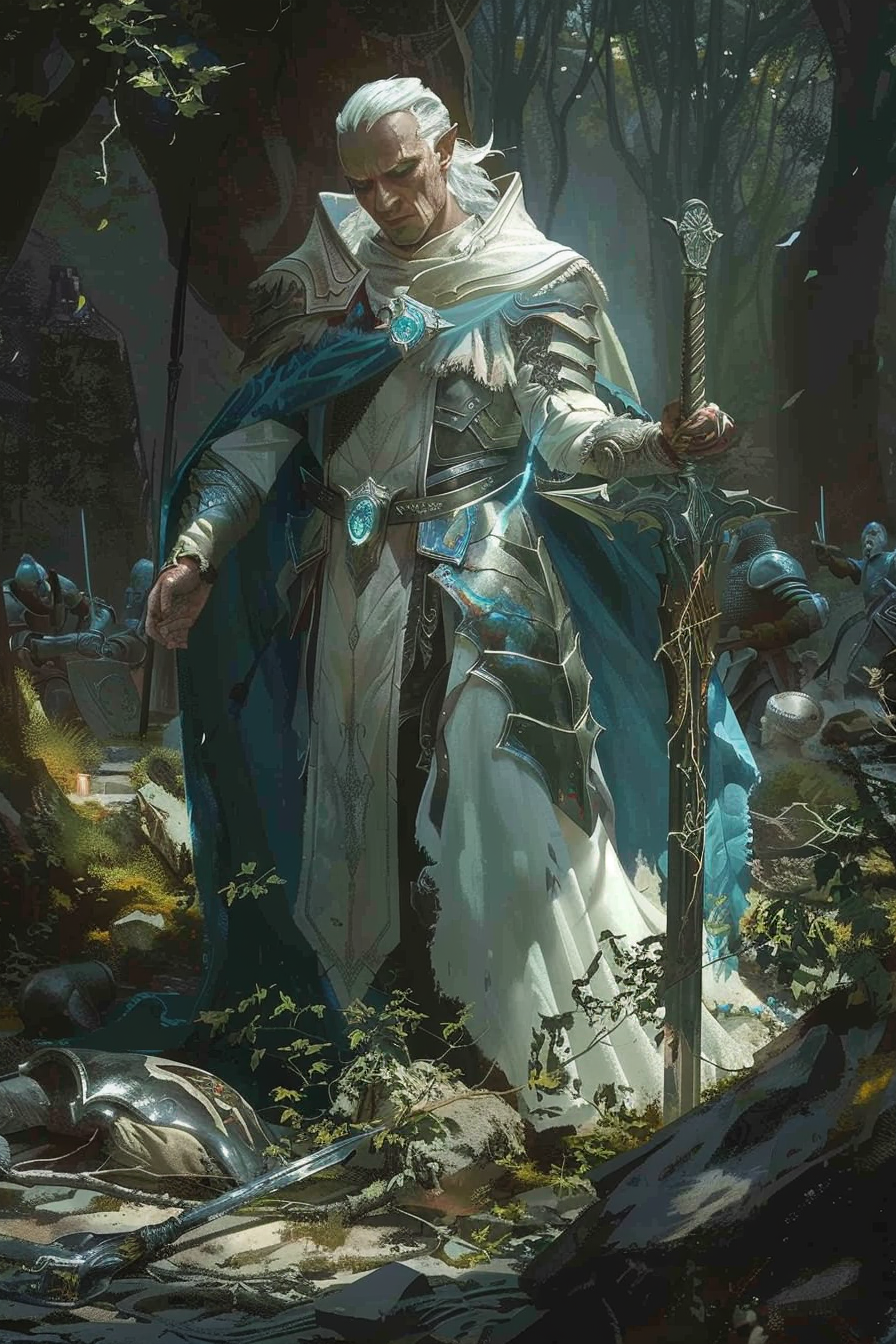 Aasimar cleric healing fallen hero fantasy