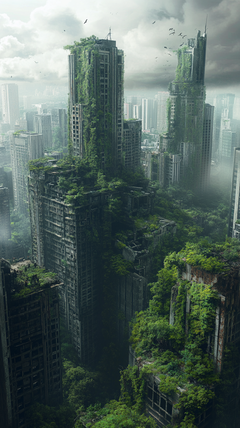 Futuristic Abandoned City Nature