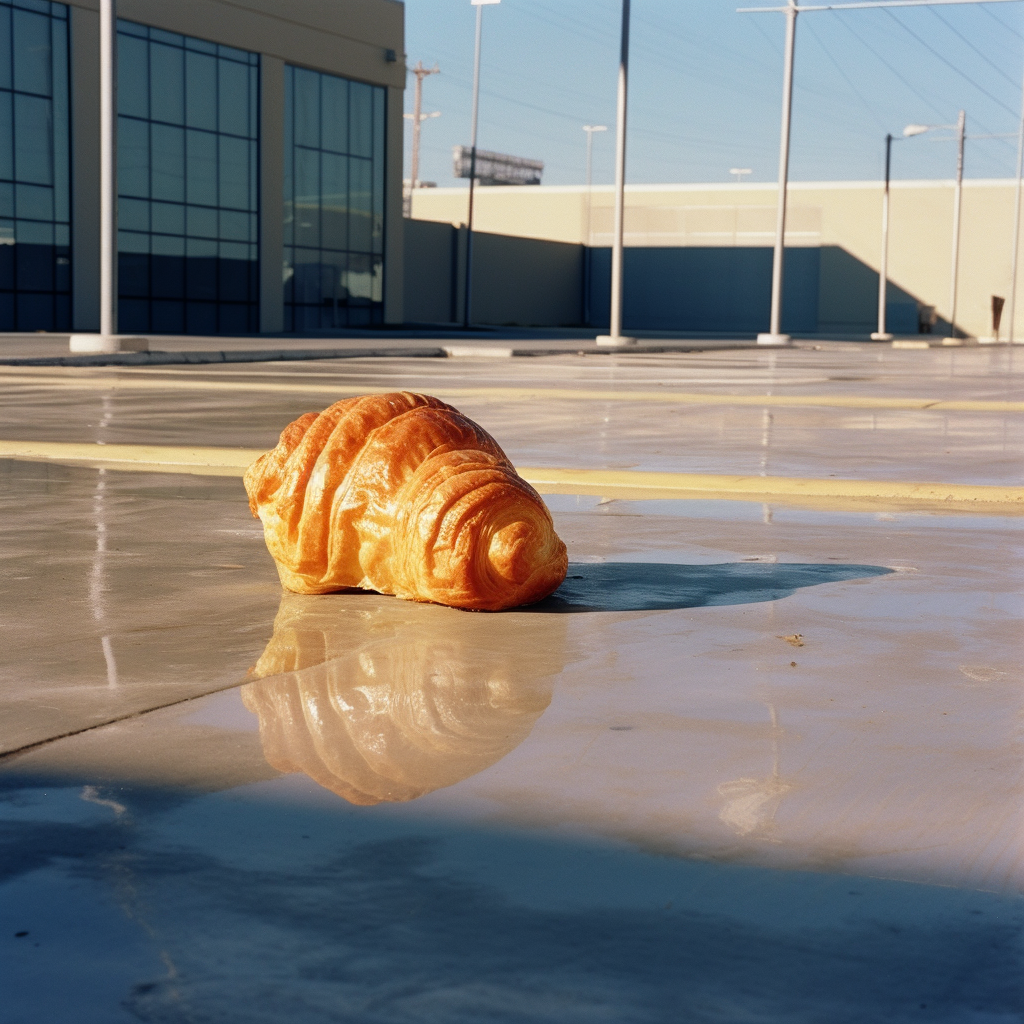 croissant in colorful parking lot