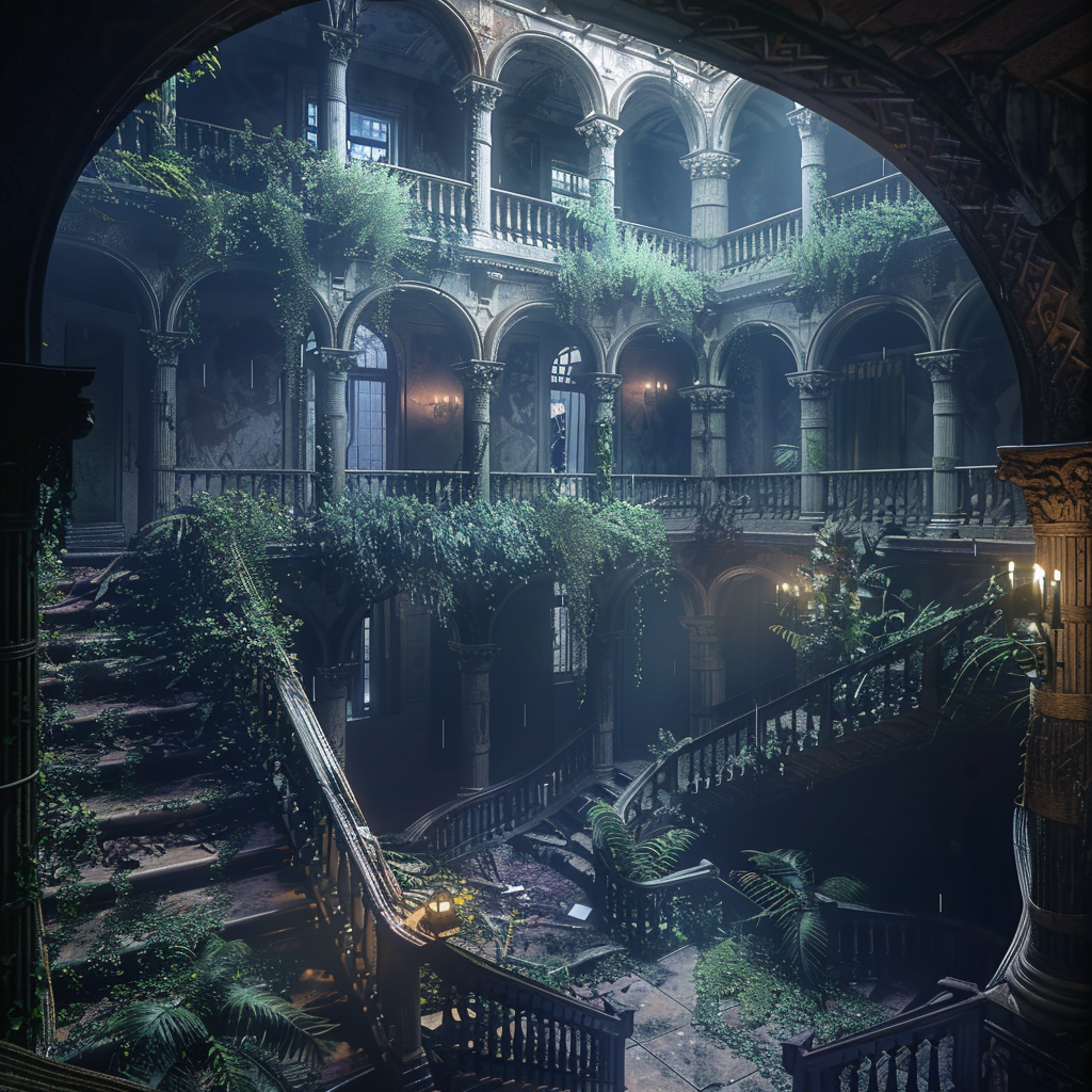 Mysterious manor atrium spooky image