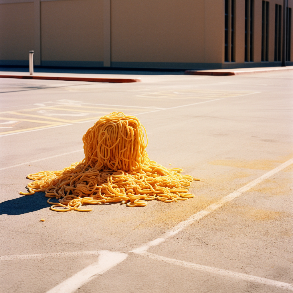 Noodles in colorful parking lot