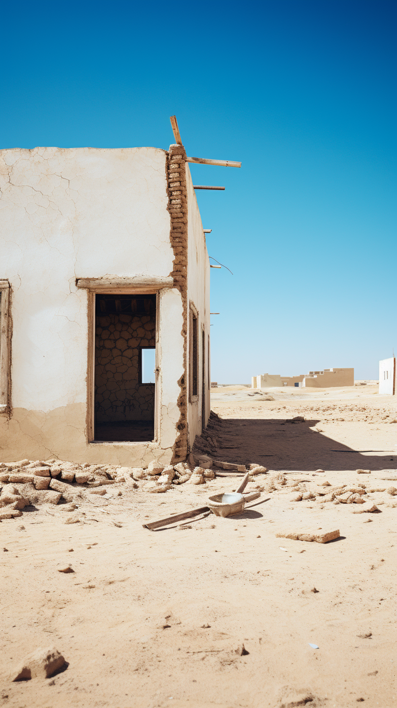 Desert Village with Blue Windows