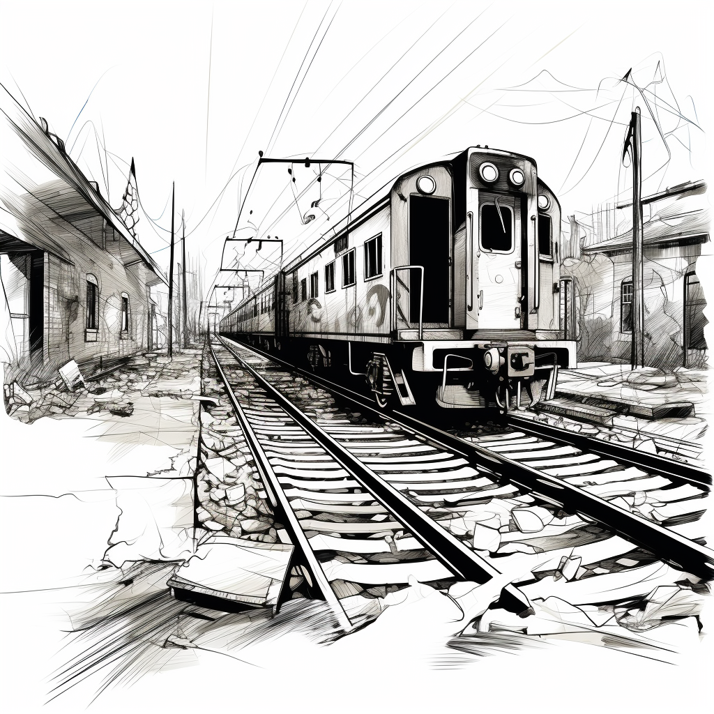 Illustration of an abandoned train station