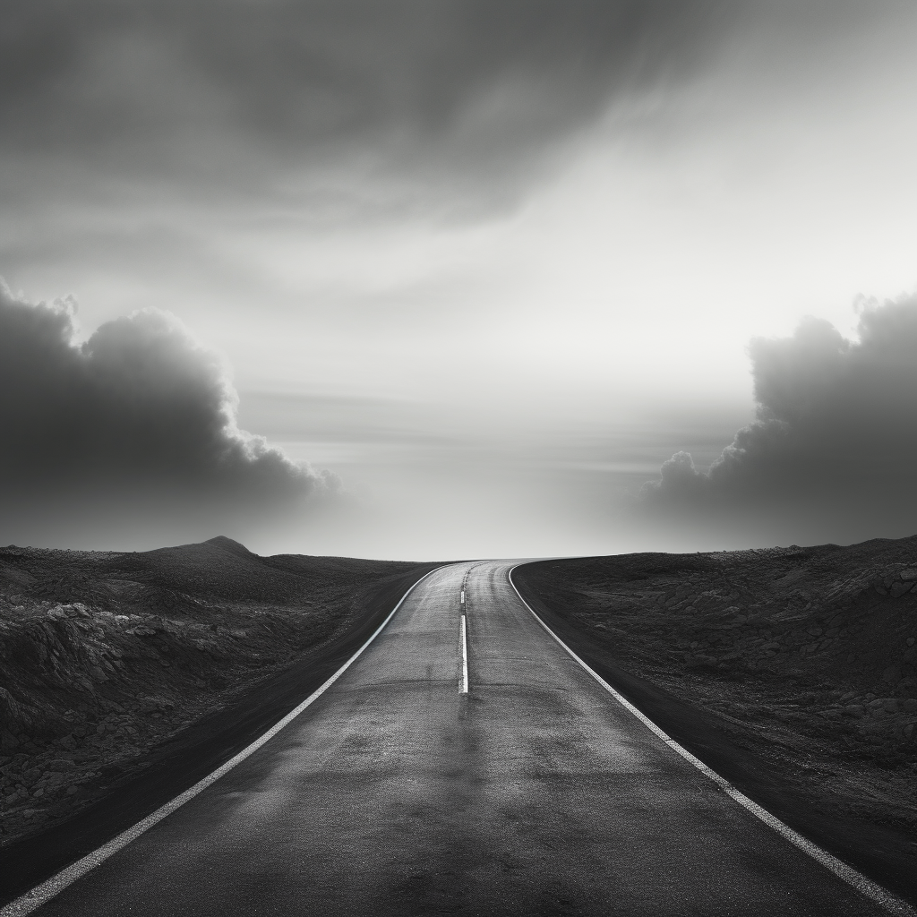 Abandoned city road disappearing into distance