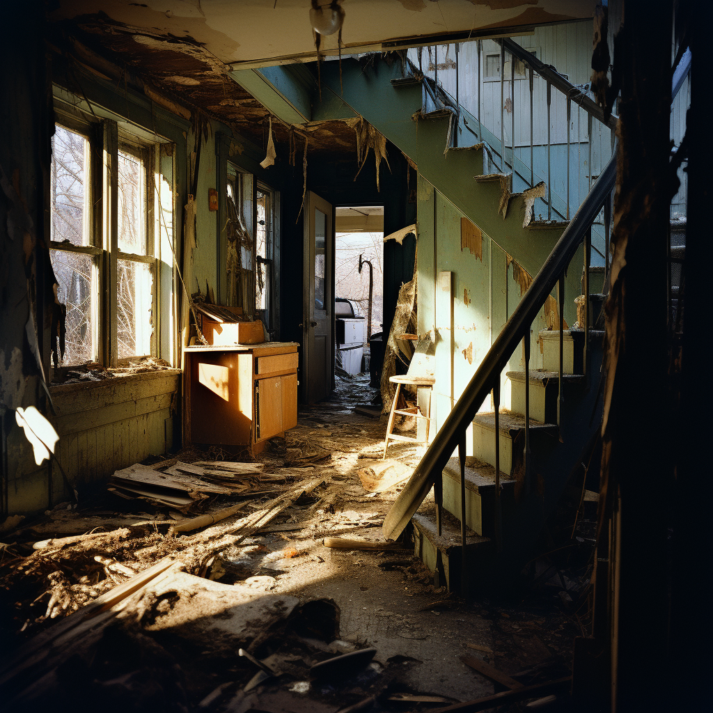 Abandoned House Above Diagonal View