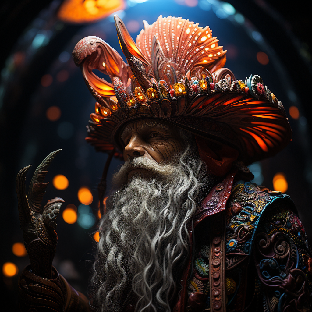 Colorful surreal forest gnome elf hybrid