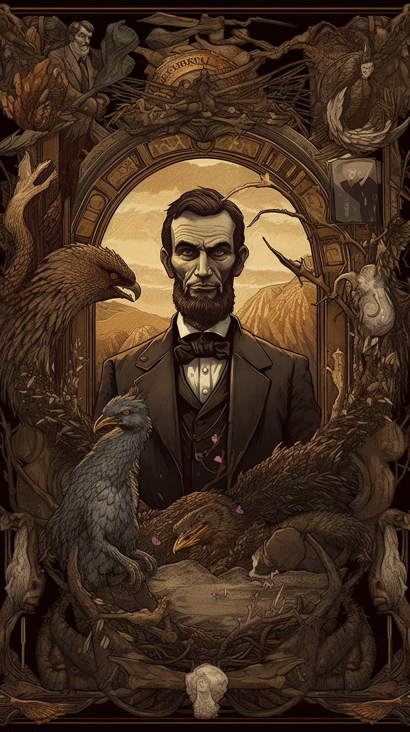 Abraham Lincoln in dark fantasy dungeon dragons style