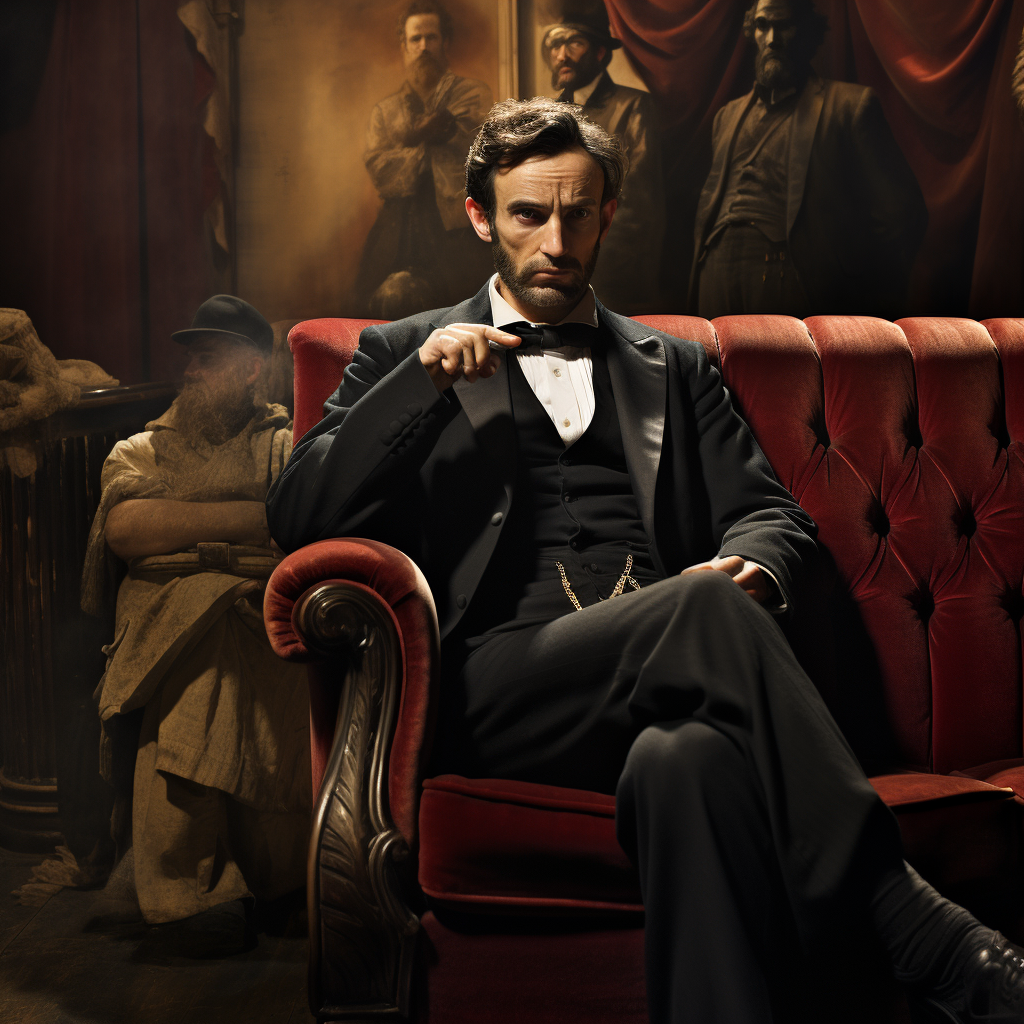 Abraham Lincoln watching theater with John Wilkes Booth