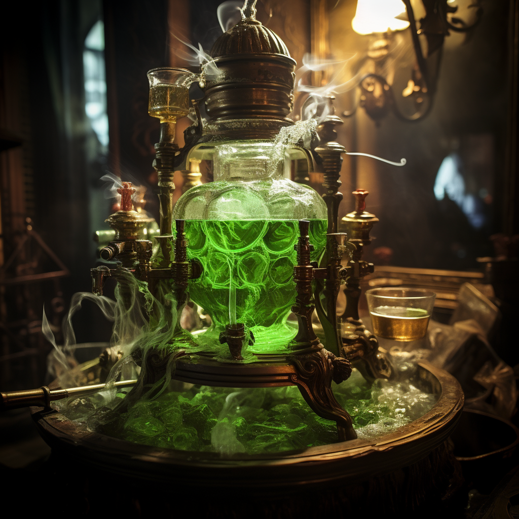 Traditional absinthe service with fountain