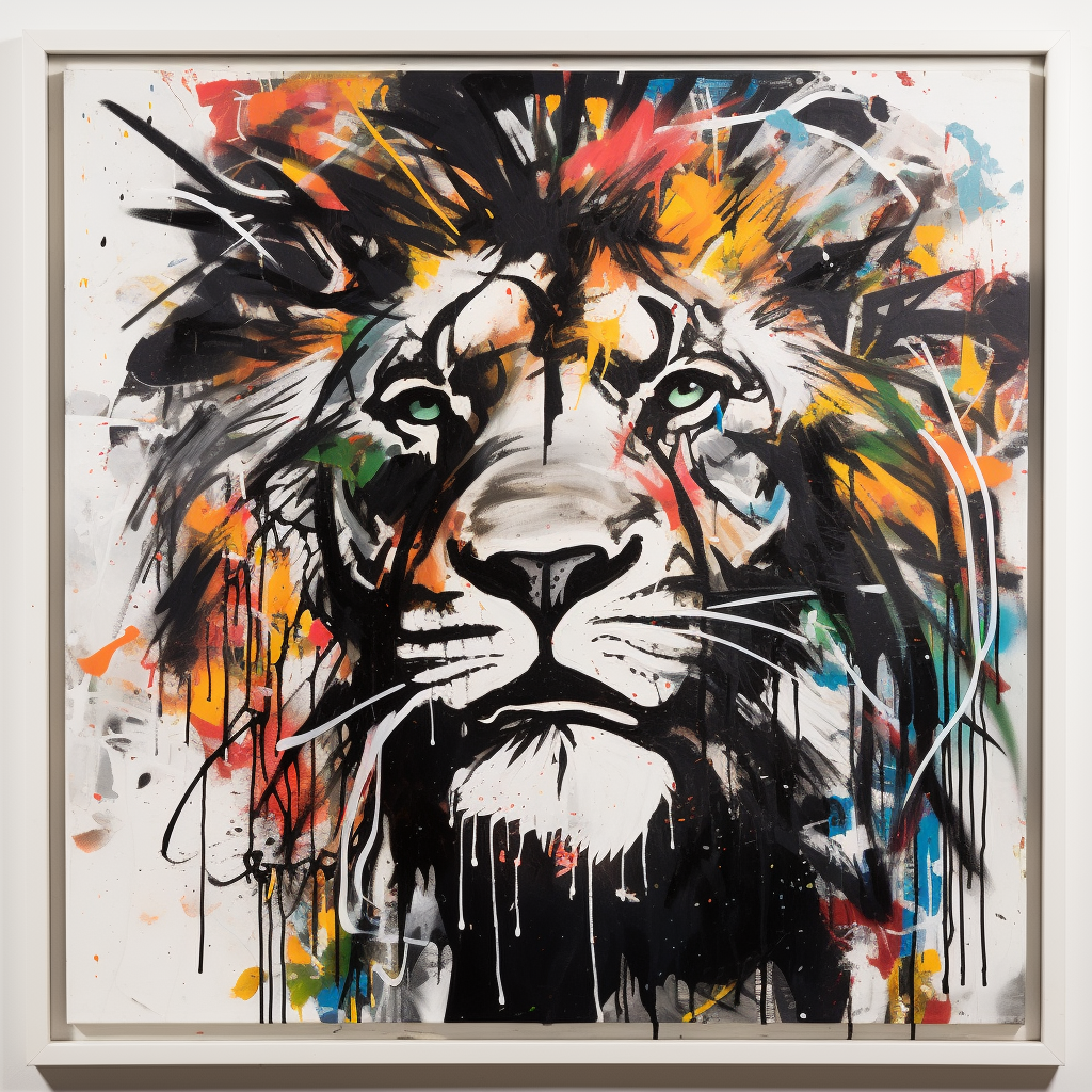 Abstract African Art Style Graffiti Lion