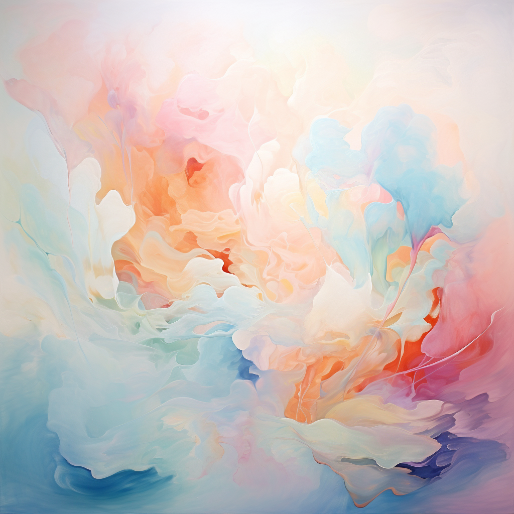 Abstract art painting with happy pastel colors