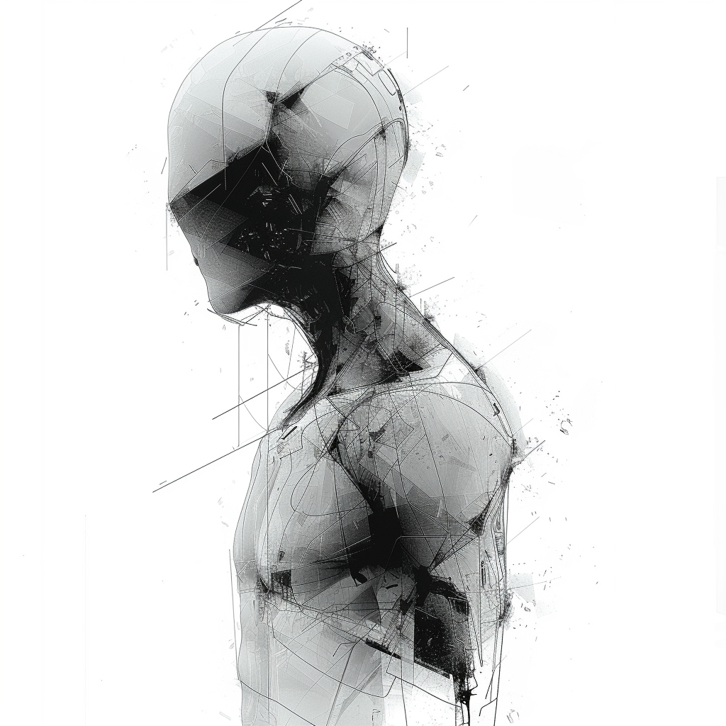 Abstract artline male torso illustration