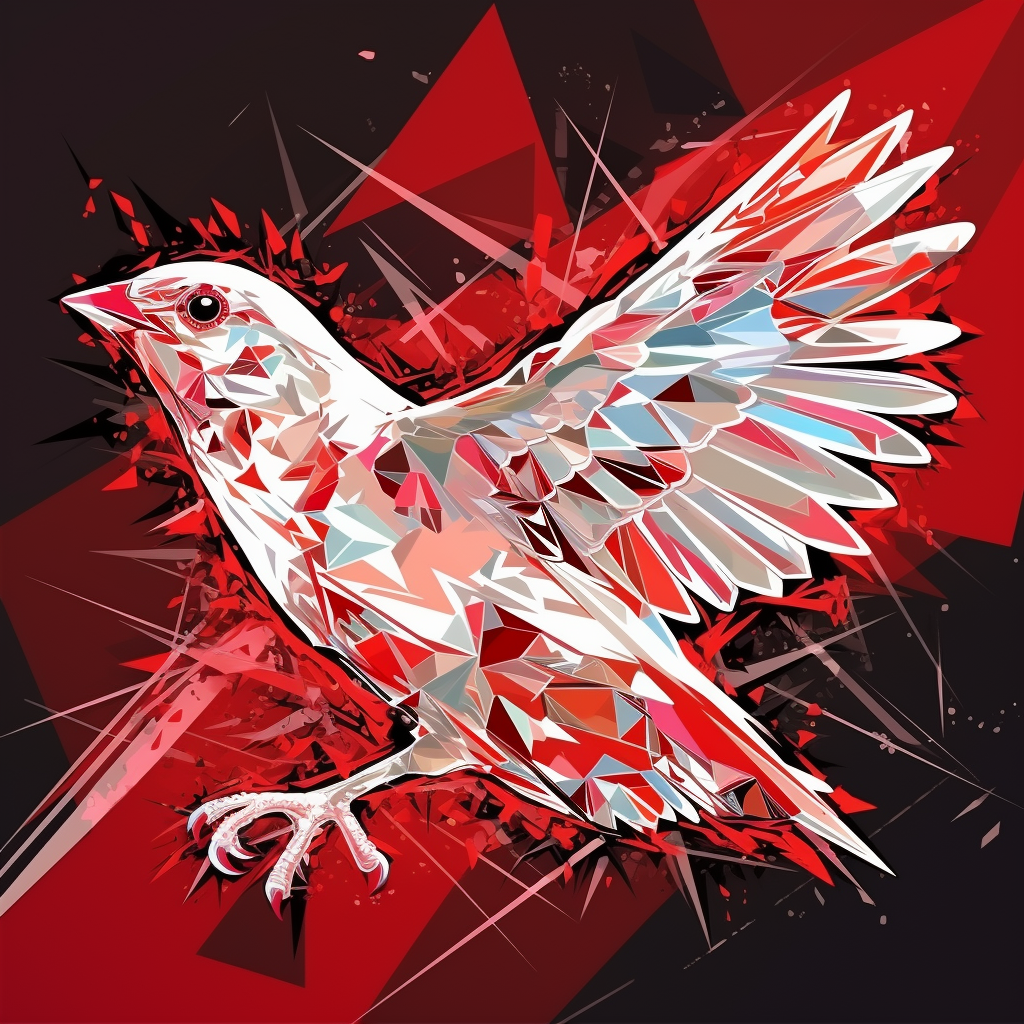 Abstract bird on red triangle background