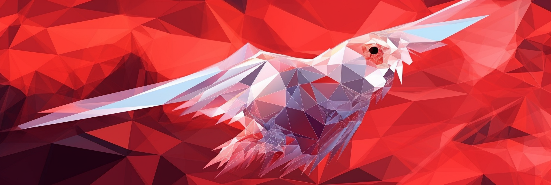 Bird illustration on red triangle background