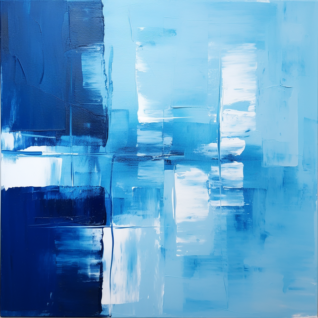 Abstract blue painting in minimalist Norwich style