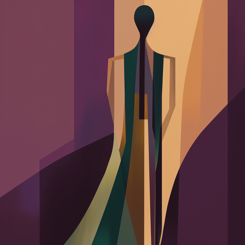 Abstract character art of a tall figure