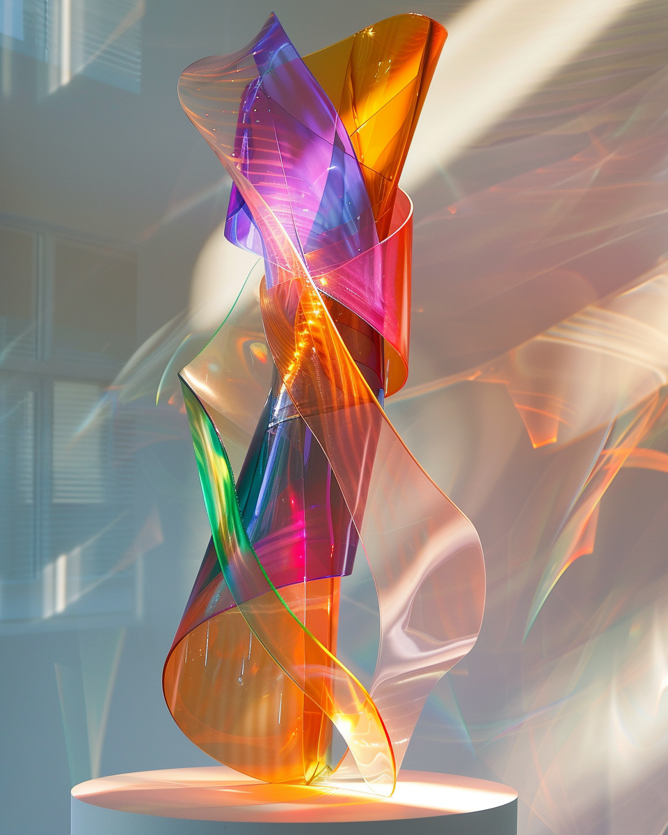 Abstract Colored Glass Sculpture