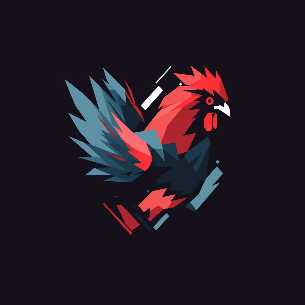 Colorful chicken logo fighter kicking