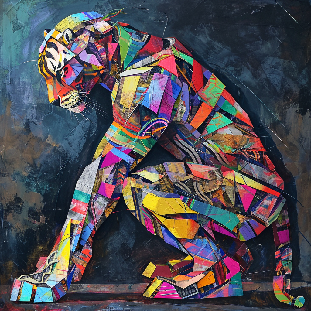 Tiger with Cubist Cyber Punk Jacket