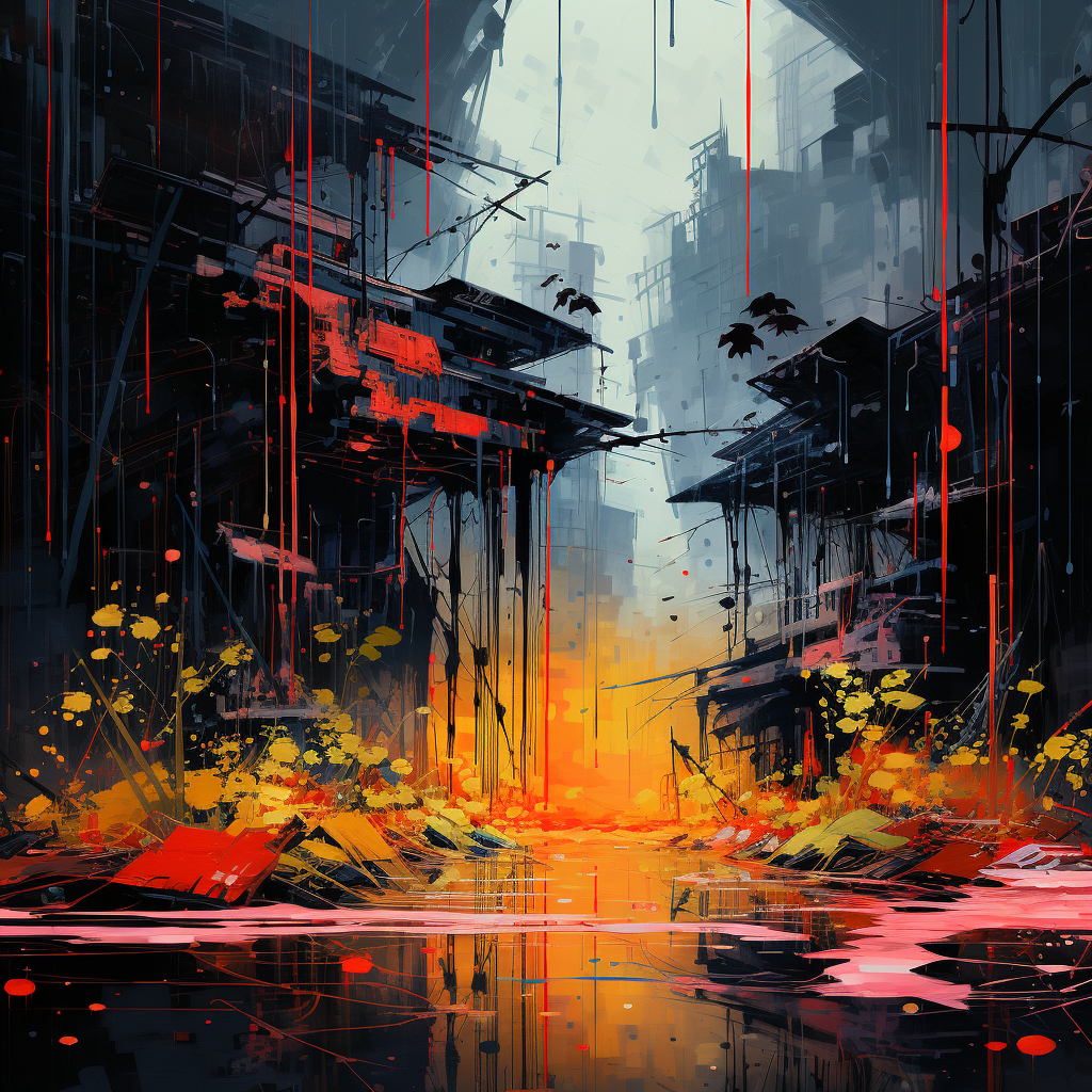 Abstract expressionism cyberpunk nature wallpaper