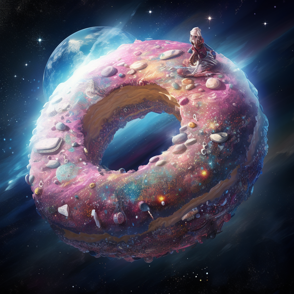 Abstract illustration of floating donut in space