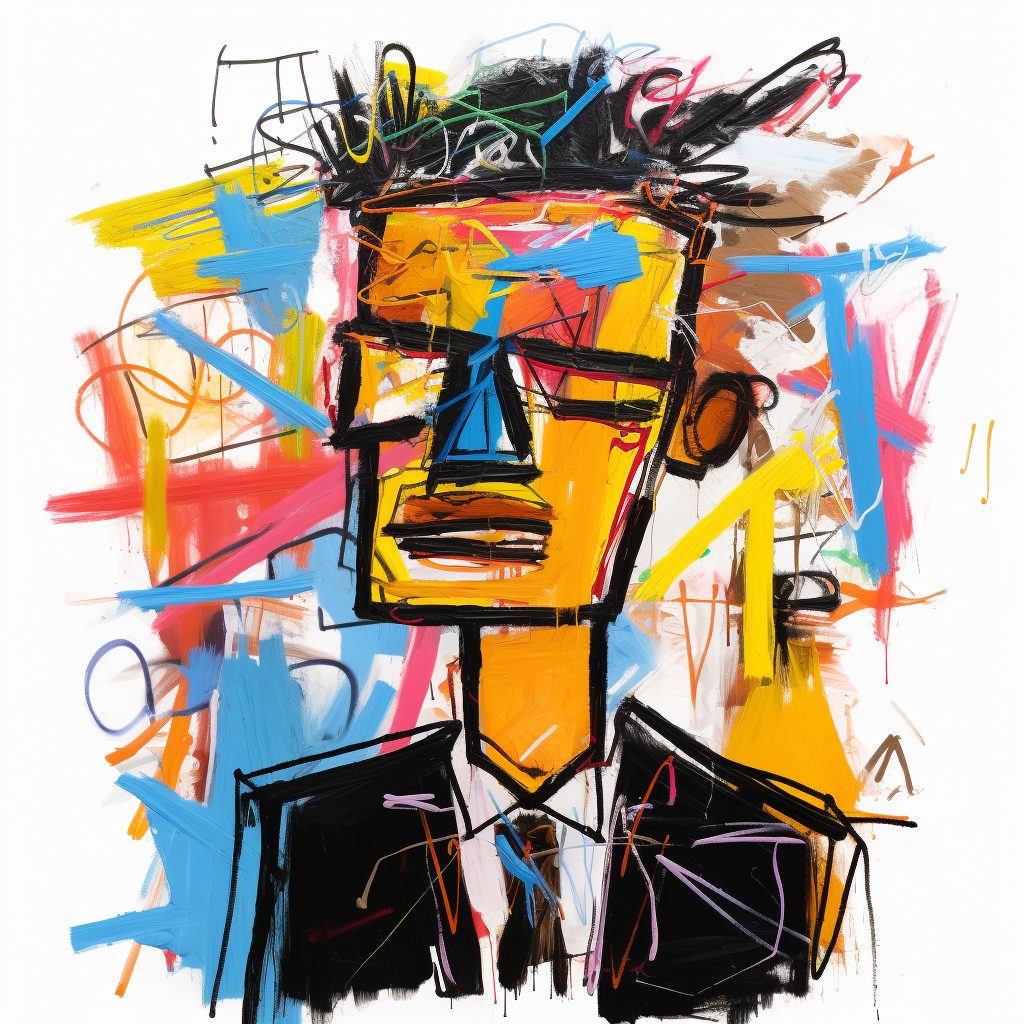 Colorful man in abstract line drawing