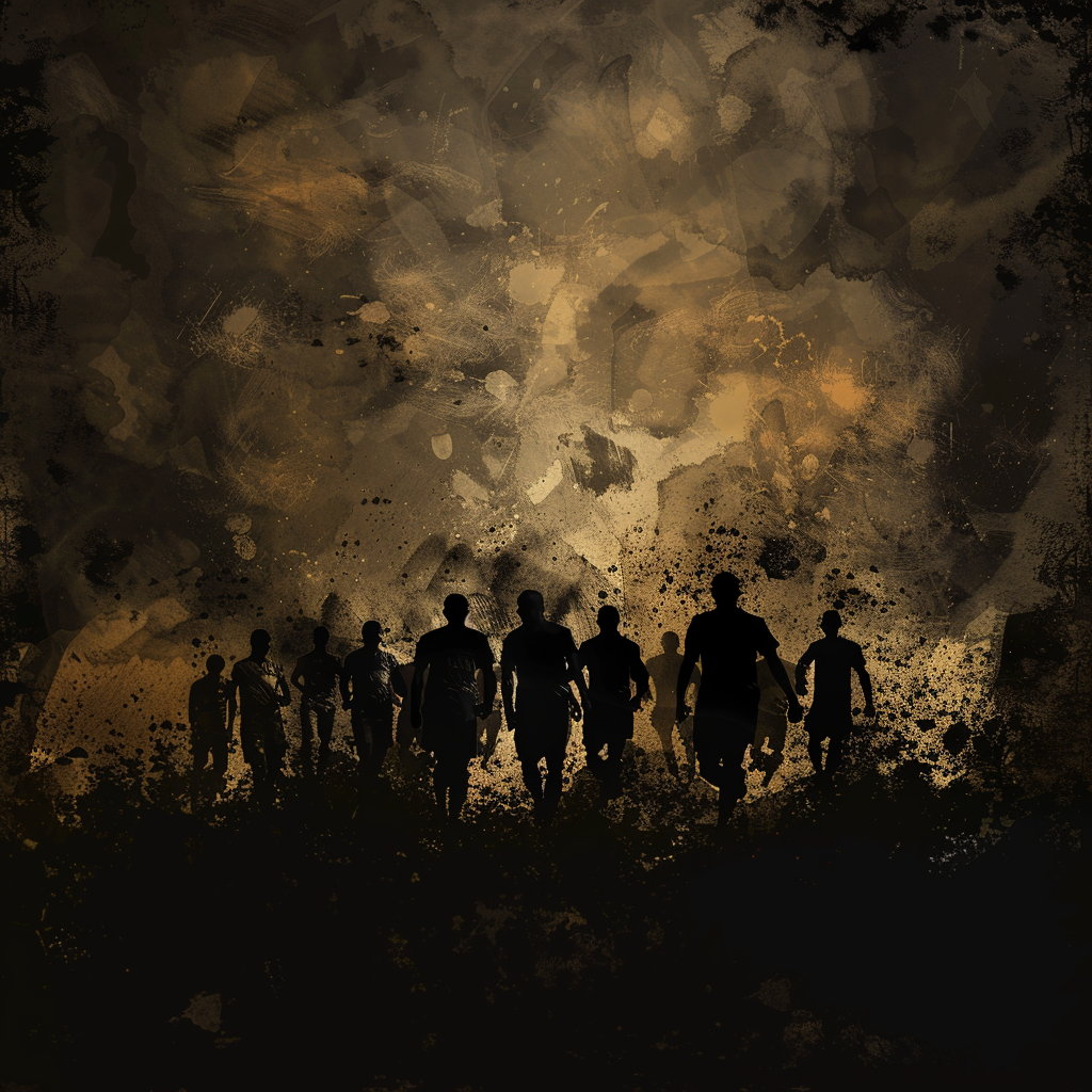 Football team silhouette dark background