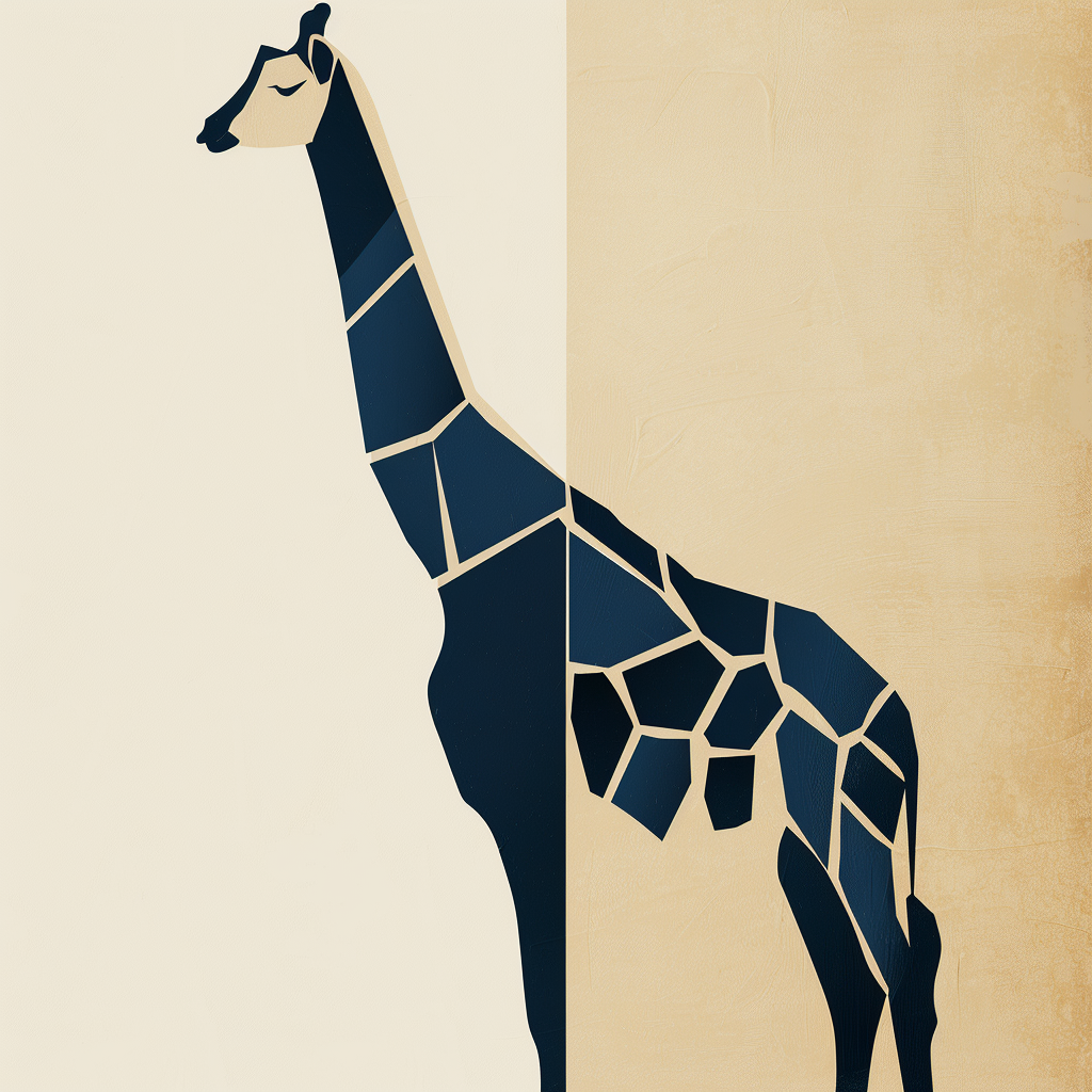 Abstract Giraffe in Indigo and Beige