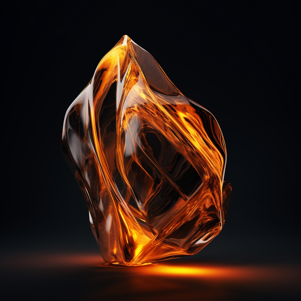 Abstract glass object with orange glow