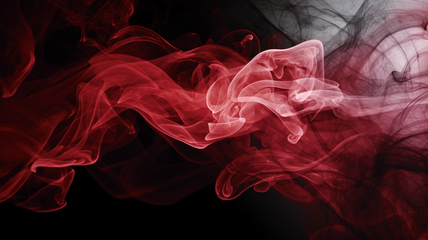 Abstract hero section image with red, black swirls and smoke