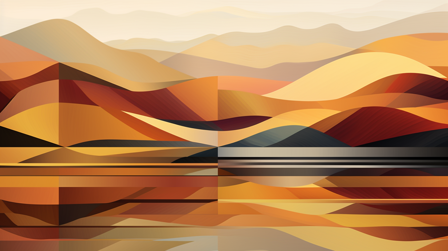 Minimalist Cubist Hills and Lake