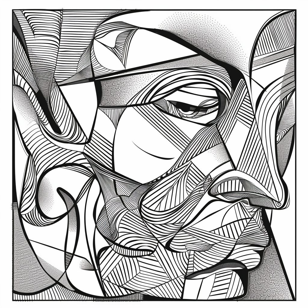 Abstract Illustration Black White Line Art