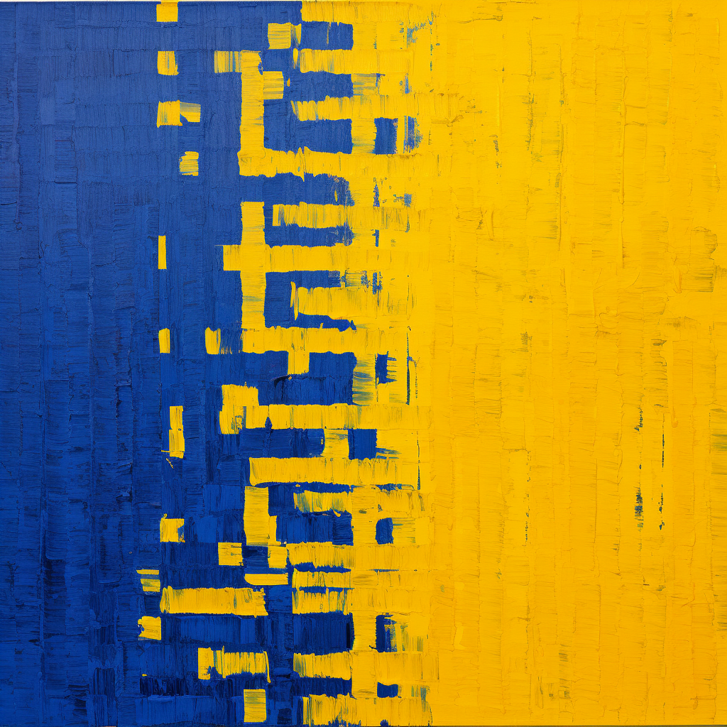 MidJourney Prompt - Abstract Impressionism Cobalt Blue and Yellow