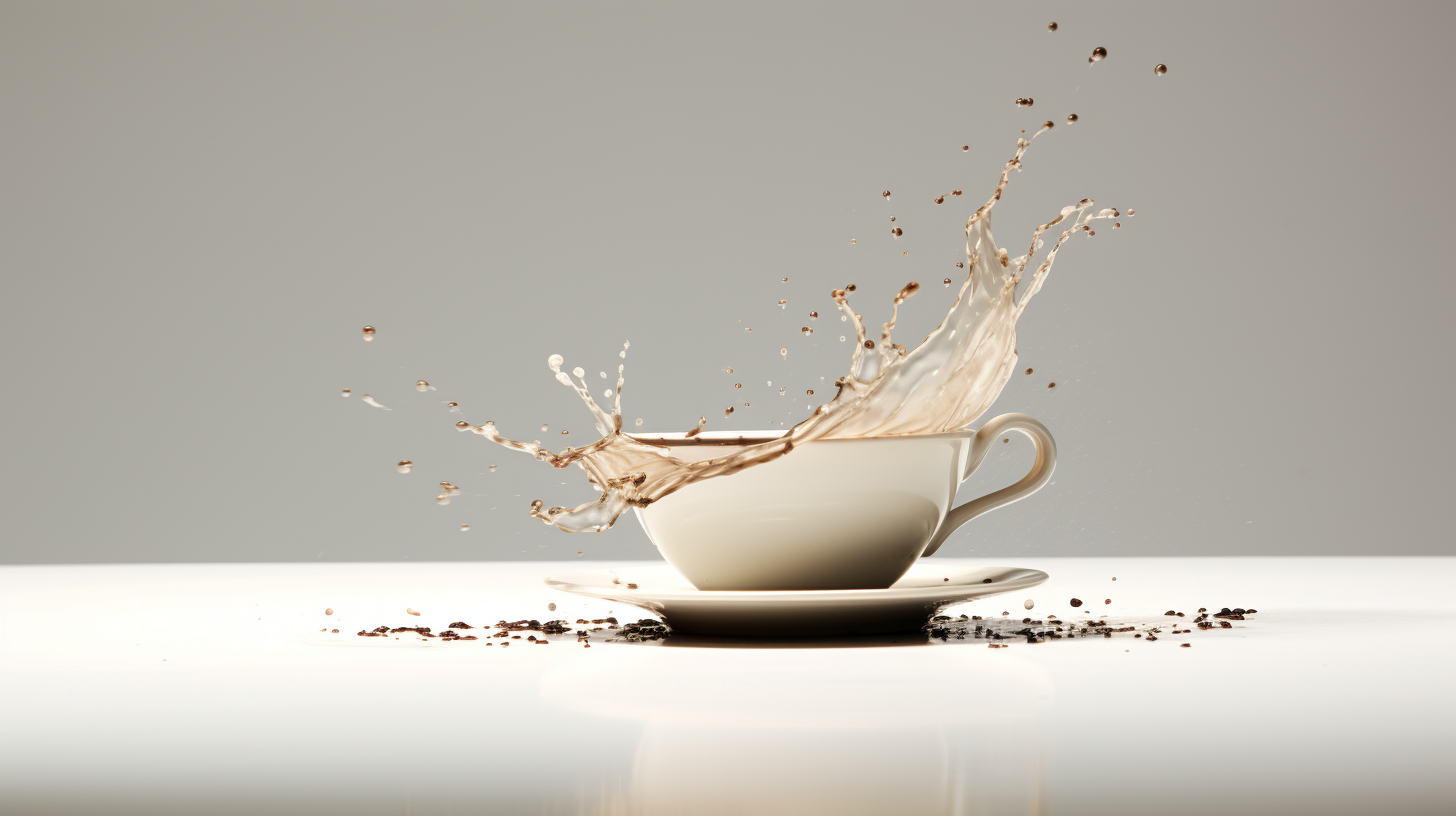 Minimalist Japanese tea cup overflowing