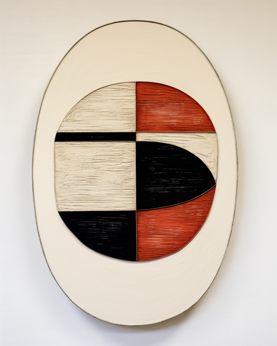 Abstract midcentury modern art in oval