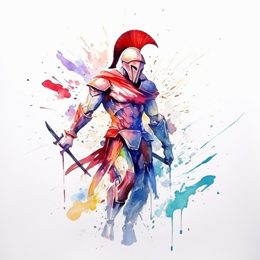 Abstract Spartan artwork in watercolour