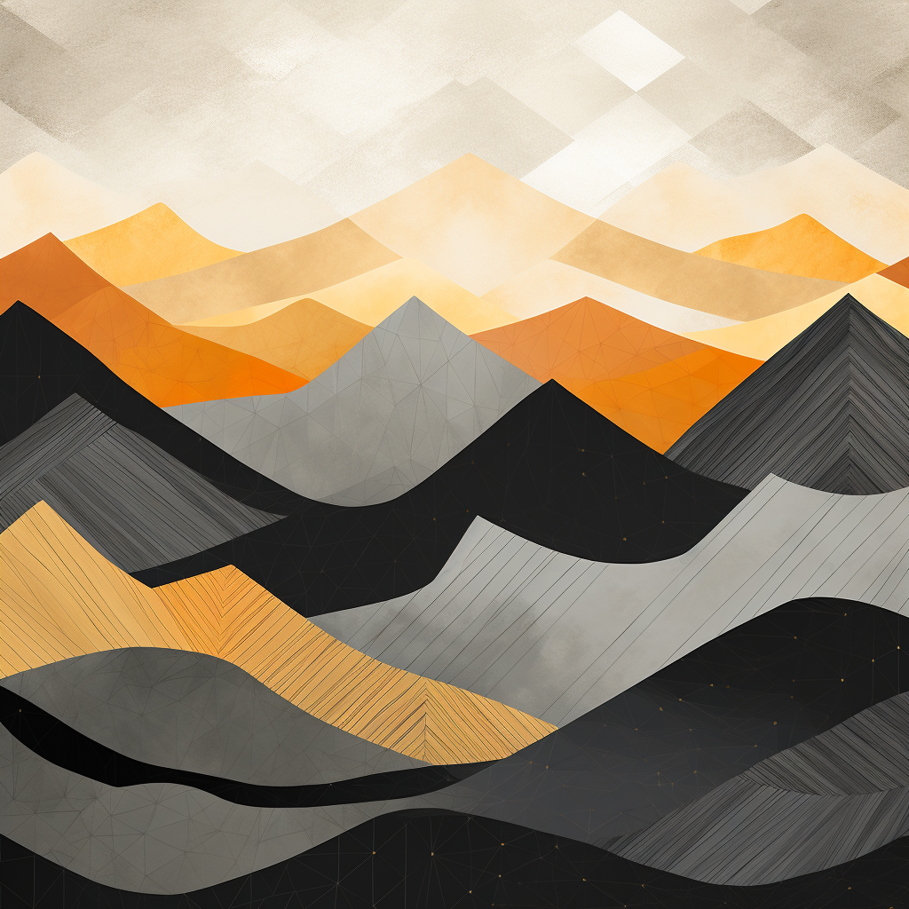 Abstract mountain range landscape with geometric patterns