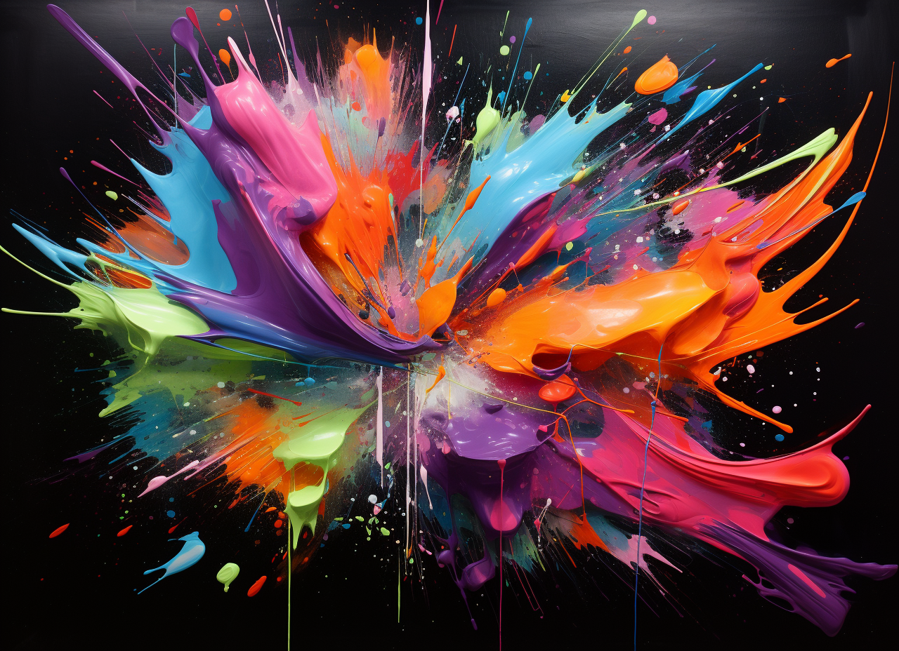 Colorful abstract neon painting on wall