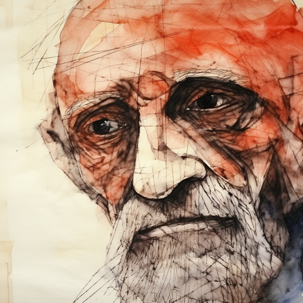 Abstract drawing of an old man