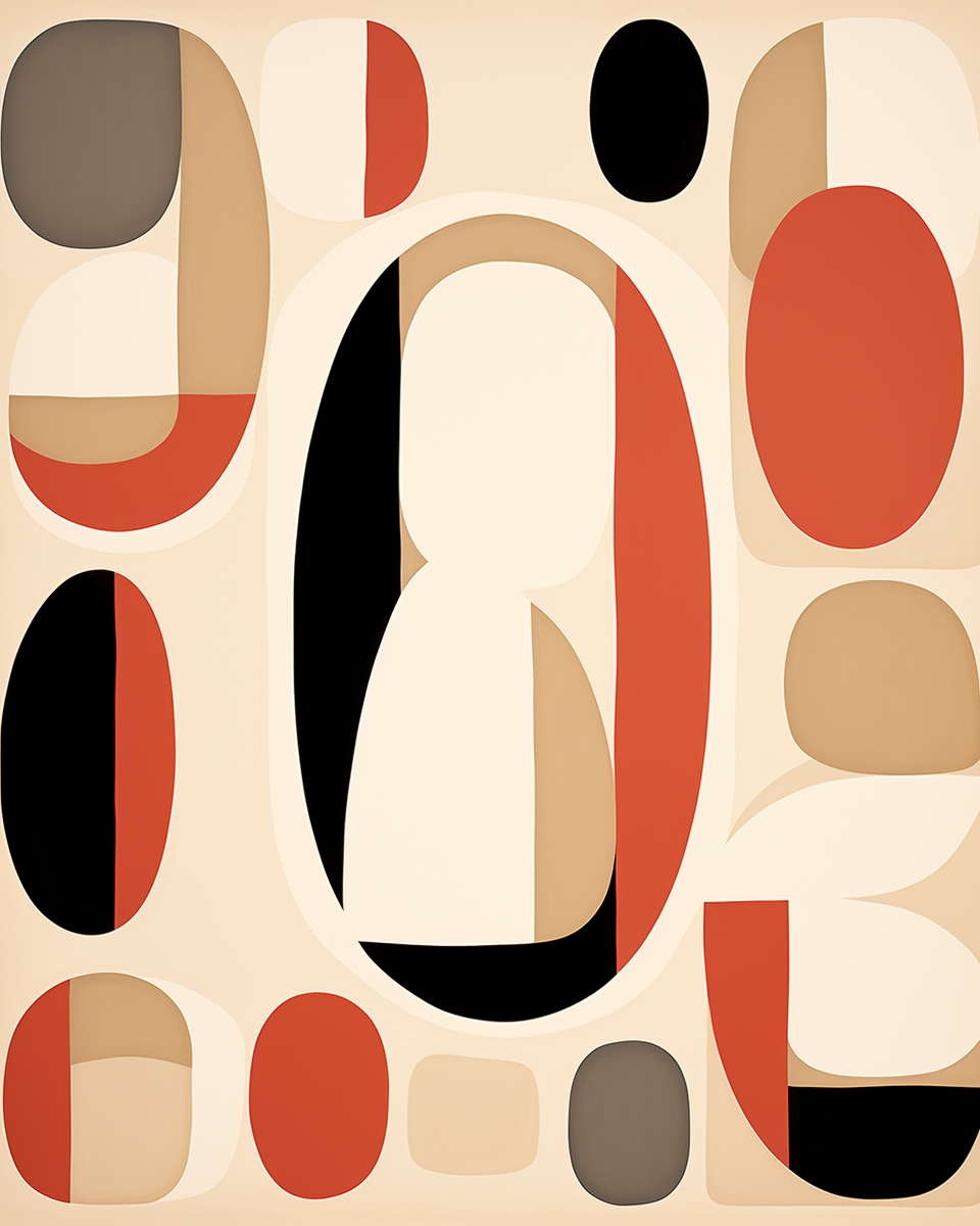 Abstract ovals on beige background