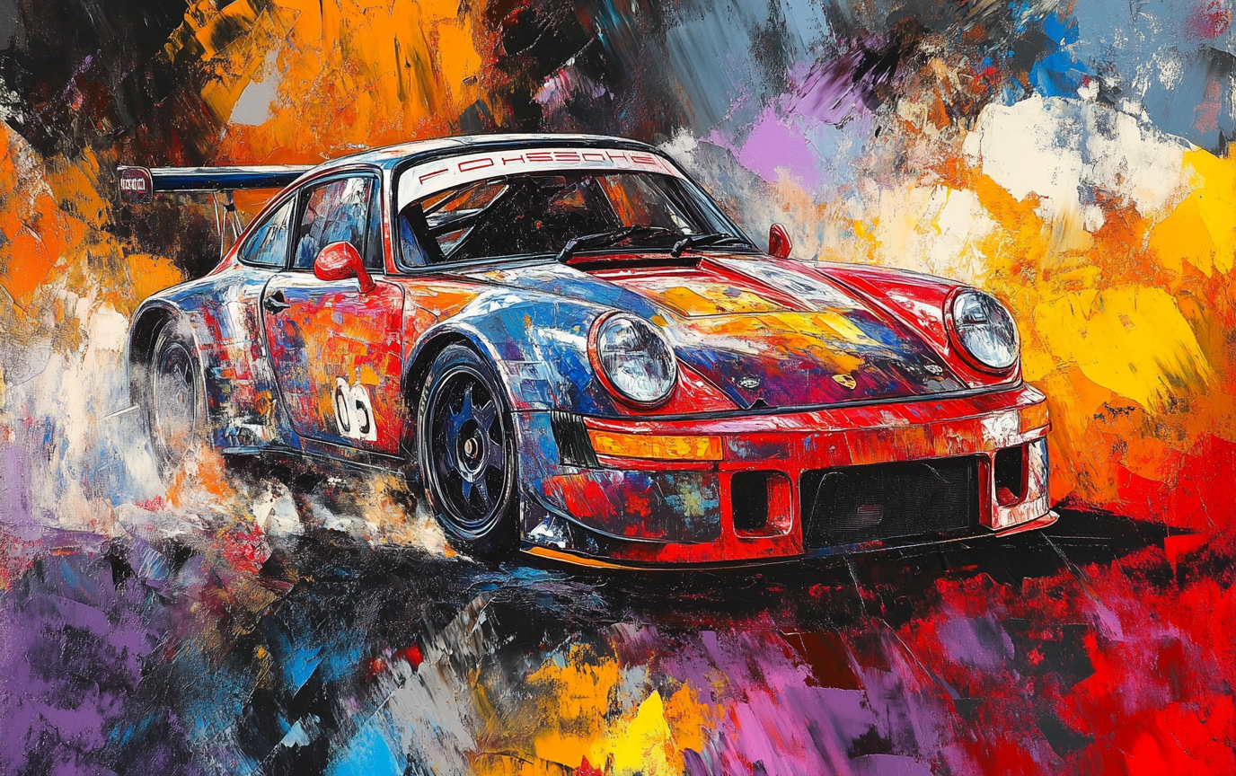 Modern Abstract Porsche Turbo Painting