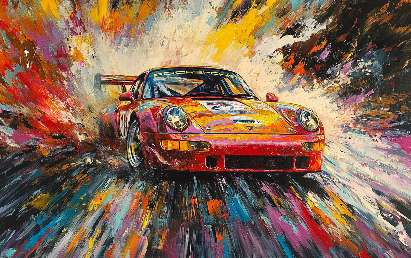 Abstract Painting Porsche Turbo Poster Art