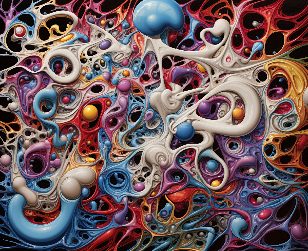 Abstract painting by Emek Golan in squiggly line style