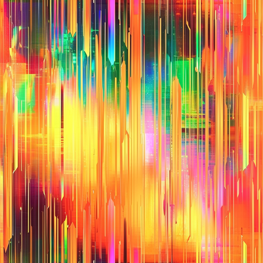 Abstract pattern with digital glitches and holographic colors