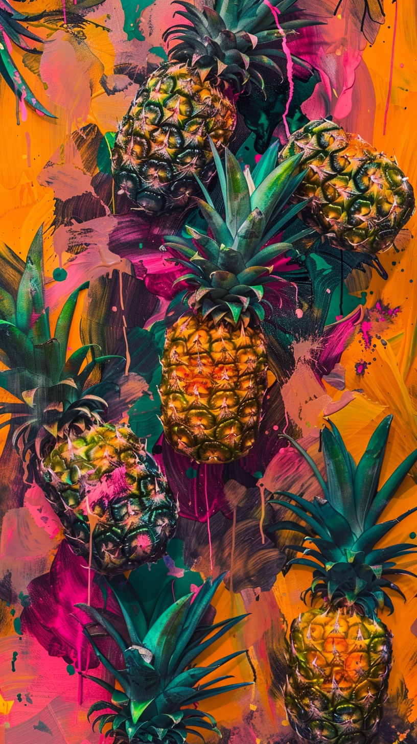 detailed pineapple vines illustration art