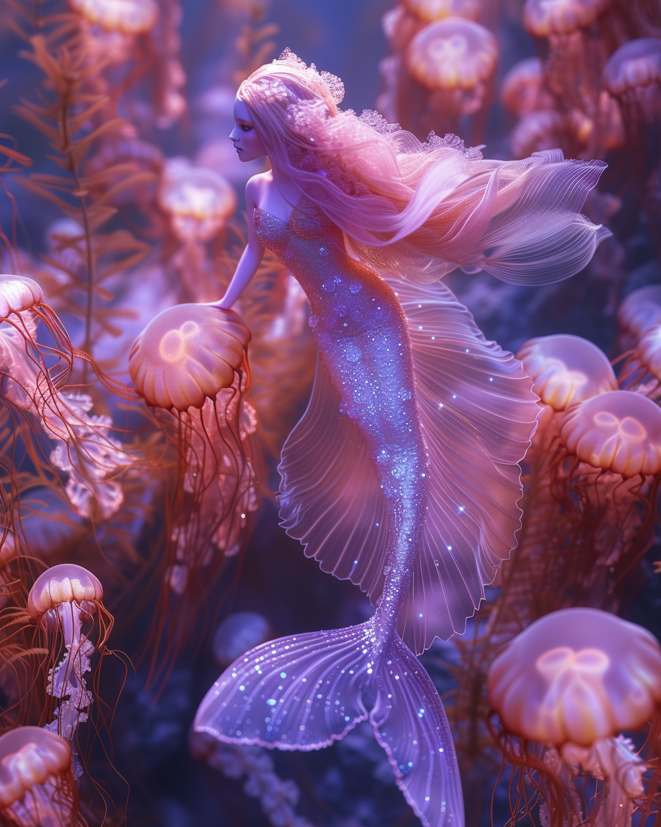 Pink Ocean Jellyfish Mermaid