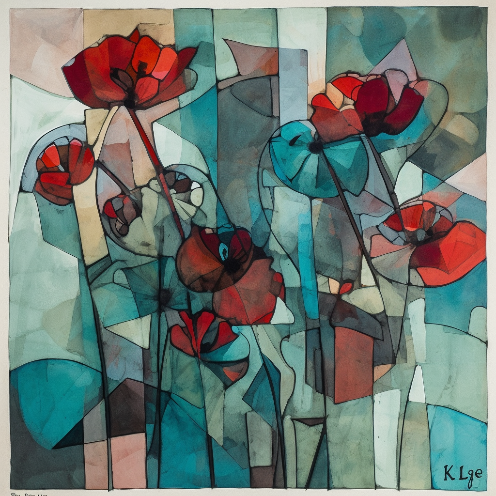 Vibrant poppy flowers abstract art