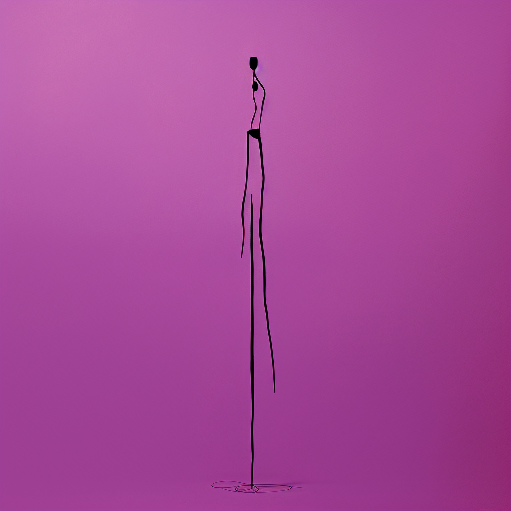 Abstract purple stick figure minimalist artwork