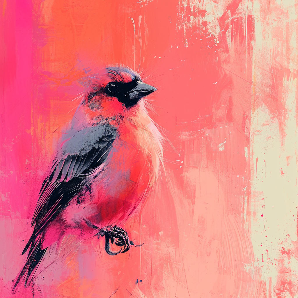 Red pastel aesthetic bird photo